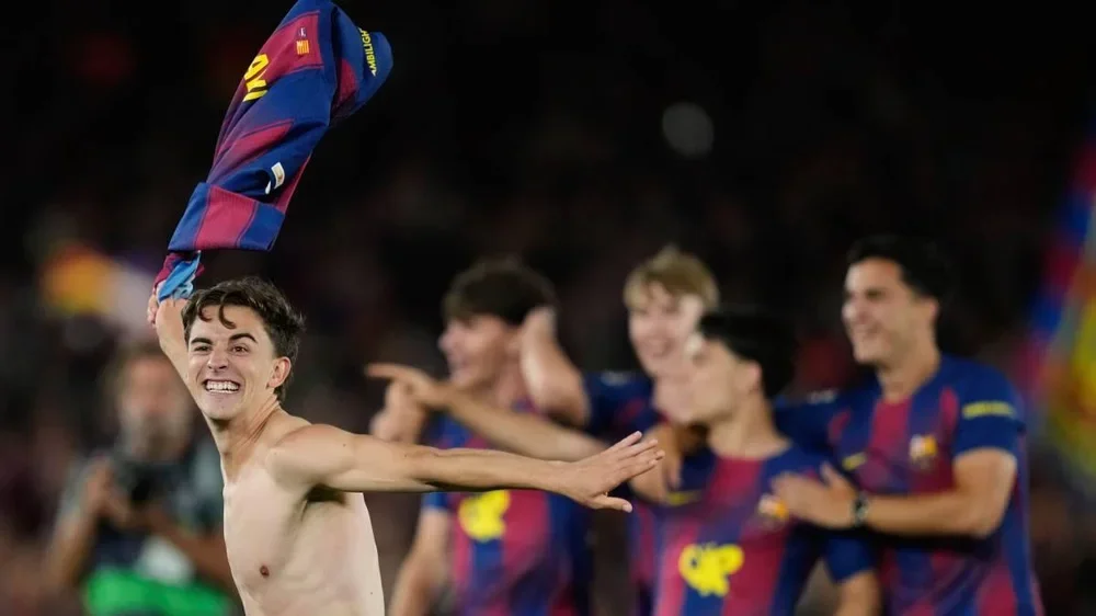 Gavi, desatado tras proclamarse campeón de Liga